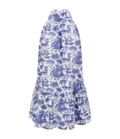 Marlowe Mini Dress in Blue Toile