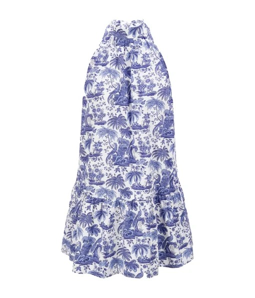 Marlowe Mini Dress in Blue Toile
