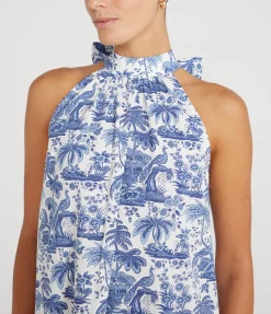 Marlowe Mini Dress in Blue Toile