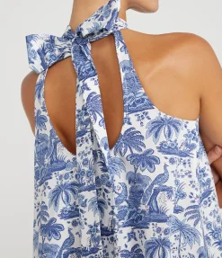 Marlowe Mini Dress in Blue Toile