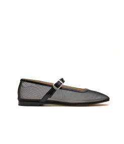 Mary Jane Ballet Flat in Black Mesh