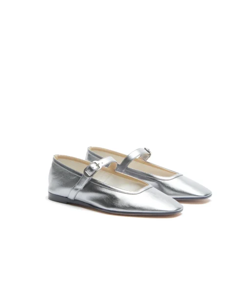 Mary Jane Ballet Flat in Silver
