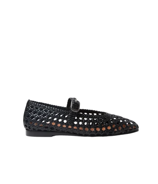 Mary Jane Woven Flat in Black