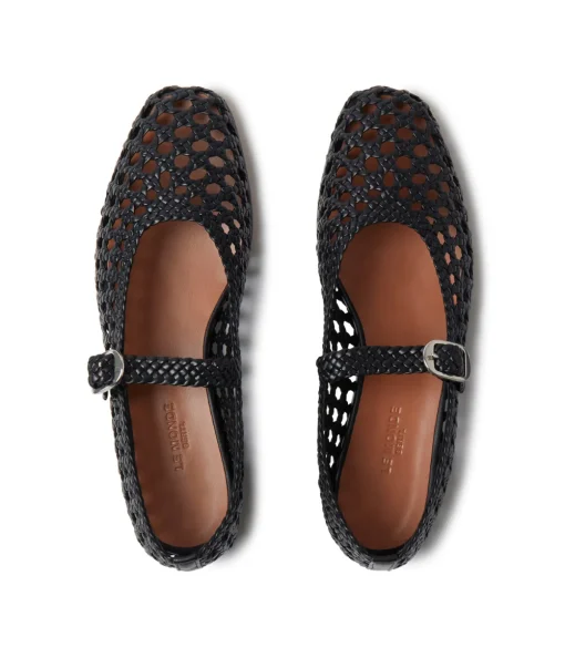 Mary Jane Woven Flat in Black