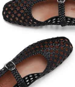 Mary Jane Woven Flat in Black