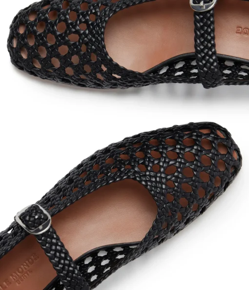 Mary Jane Woven Flat in Black