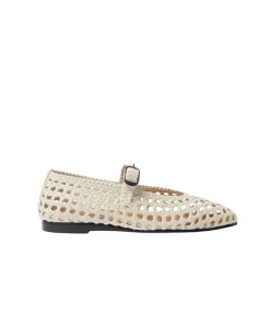 Mary Jane Woven Flat in Ecru