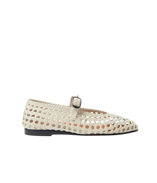 Mary Jane Woven Flat in Ecru