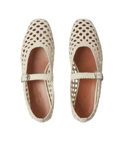 Mary Jane Woven Flat in Ecru