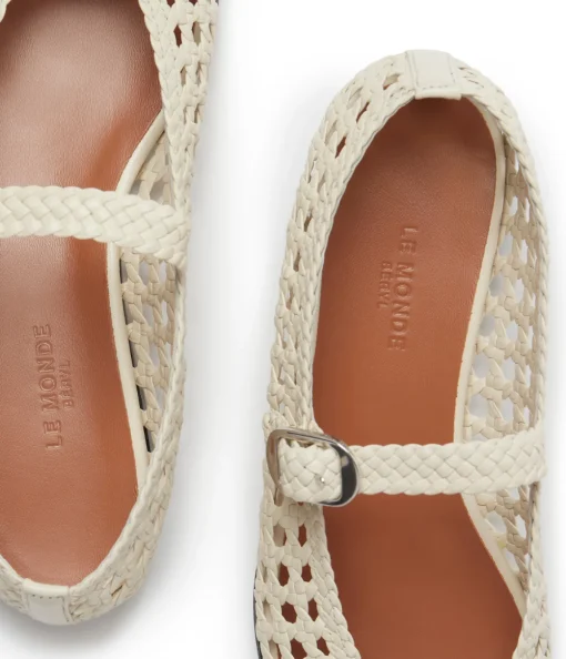 Mary Jane Woven Flat in Ecru