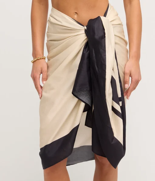 Mathise Sarong in Ecru and Noir Stripe