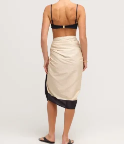 Mathise Sarong in Ecru and Noir Stripe