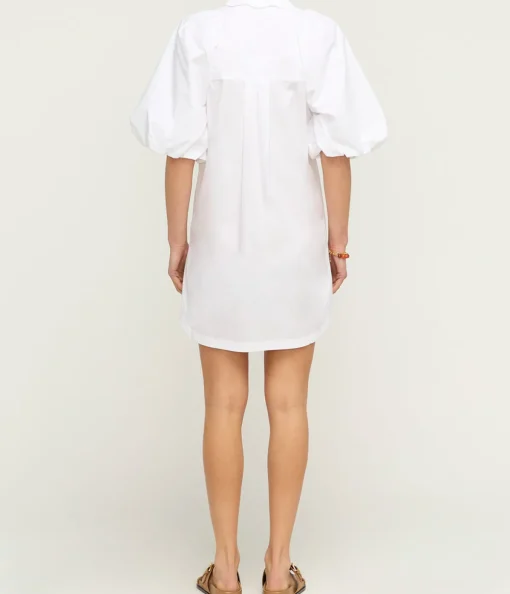 Maude Puff Sleeve Mini Dress in White