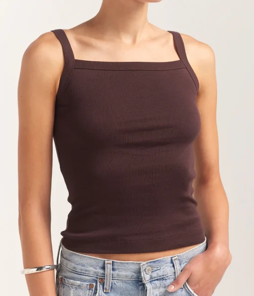 May Square Neck Cami in Choco Plum