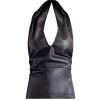 Mia Leather Top in Brown