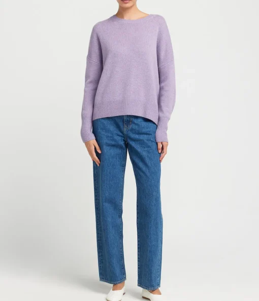 Mila Round Neck Sweater in Iris Melange