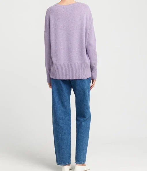 Mila Round Neck Sweater in Iris Melange