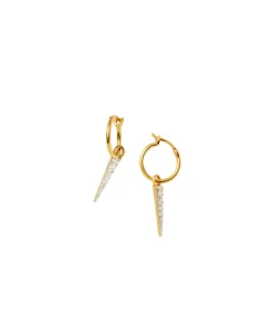 Mini Pave Spike Hoop Earrings in Gold