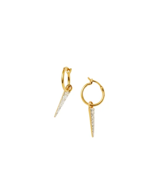 Mini Pave Spike Hoop Earrings in Gold