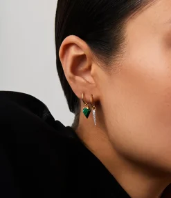 Mini Pave Spike Hoop Earrings in Gold