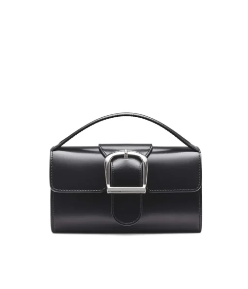 Mini Satchel with Flat Handle in Black
