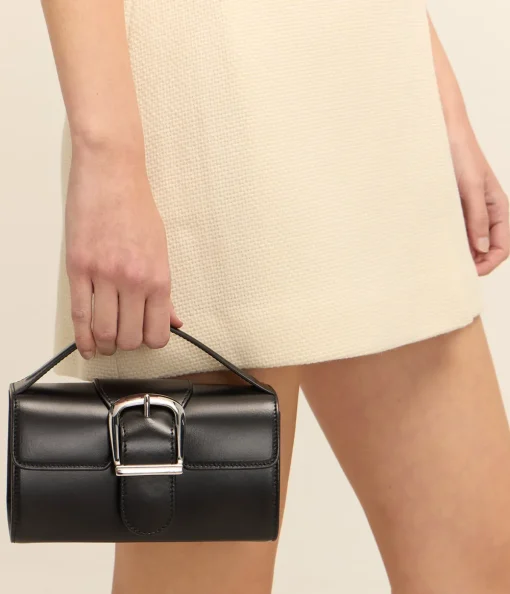 Mini Satchel with Flat Handle in Black