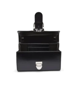 Mini Satchel with Flat Handle in Black