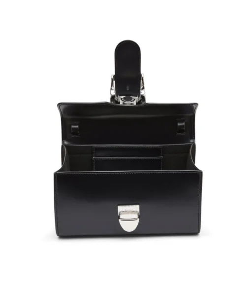 Mini Satchel with Flat Handle in Black