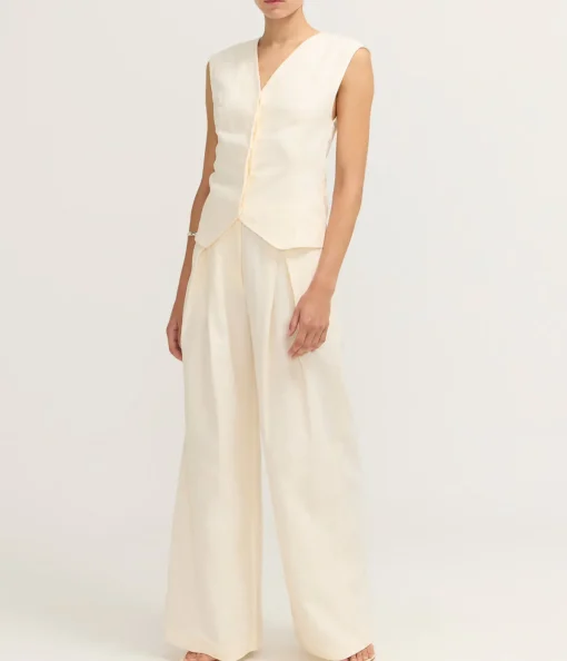 Minimal Fold Trousers in Ivory