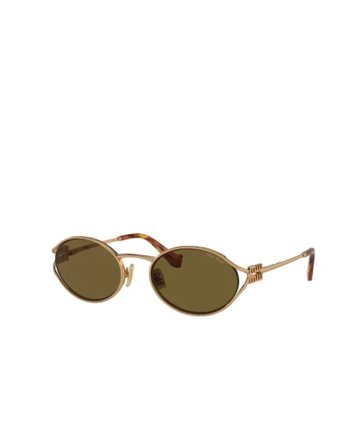 Miu Miu Oval Sunglasses in Brass Gold