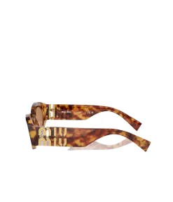Miu Miu Oval Sunglasses in Brown Havana