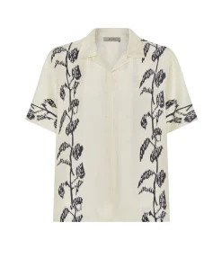 Montauk Silk Shirt in Ecru Vine
