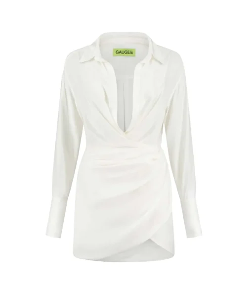 Naha Draped Silk Mini Dress in Ivory