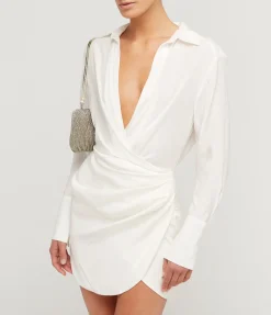 Naha Draped Silk Mini Dress in Ivory