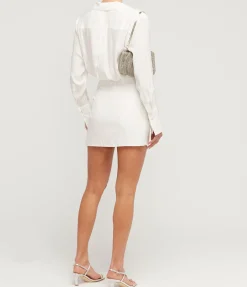 Naha Draped Silk Mini Dress in Ivory