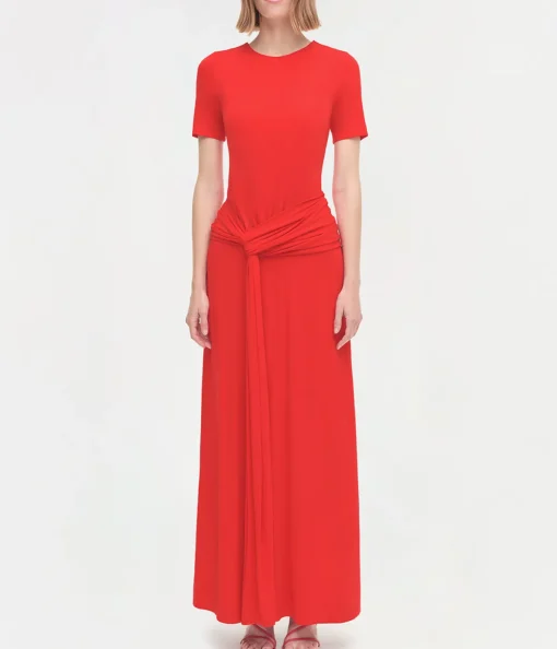 Nalani Short Sleeve Gown in Fiery Red