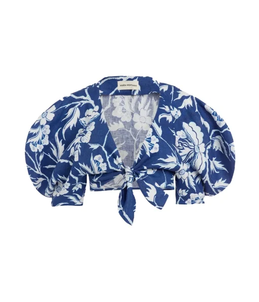 Navya Crop Top in Navy White
