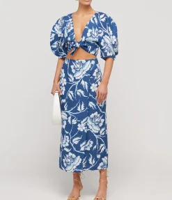 Navya Crop Top in Navy White