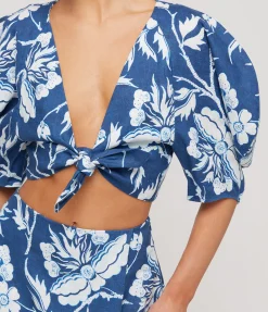 Navya Crop Top in Navy White