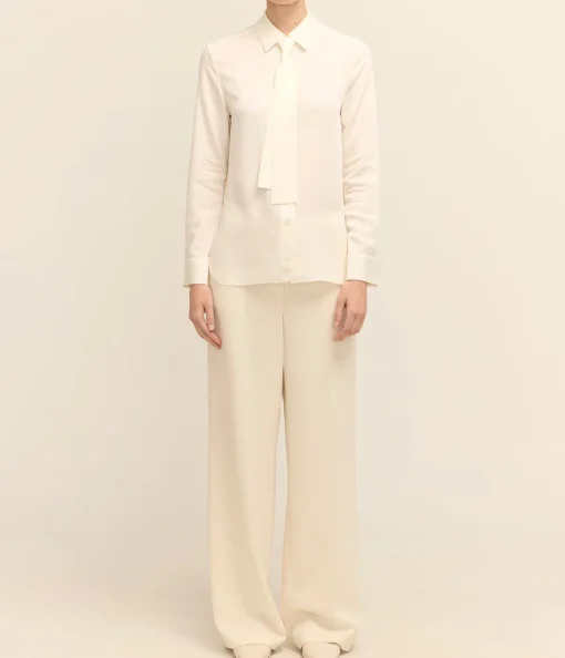 Neck Tie Shirt in Ivory