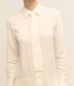 Neck Tie Shirt in Ivory