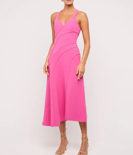 Newgate Midi Dress in Magenta