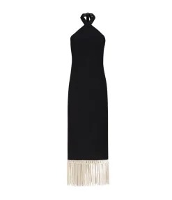 Nina Fringe Dress in Black
