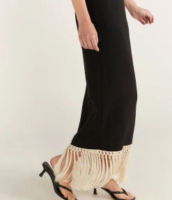 Nina Fringe Dress in Black