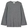 Noa Cable Knit Cashmere and Merino Sweater in Medium Grey
