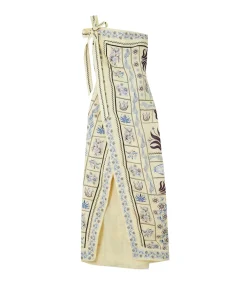 Noche Embroidered Wrap Dress in Tinaja
