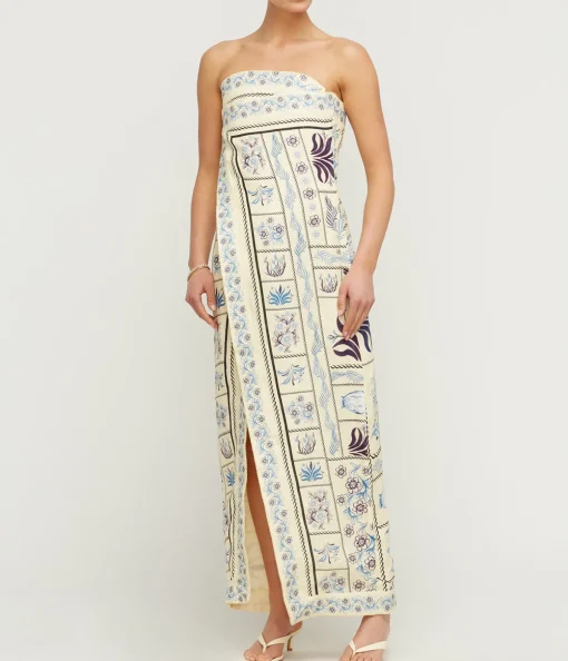 Noche Embroidered Wrap Dress in Tinaja