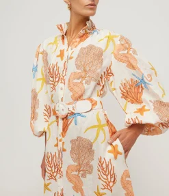 Noddy Linen Shirtdress in Coral
