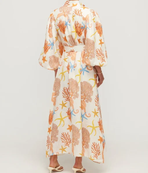 Noddy Linen Shirtdress in Coral