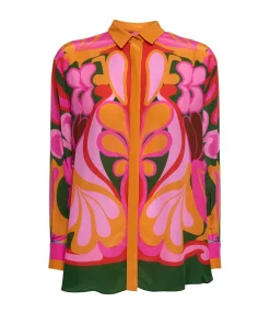 Nova Crepe Top in Seventies Orange